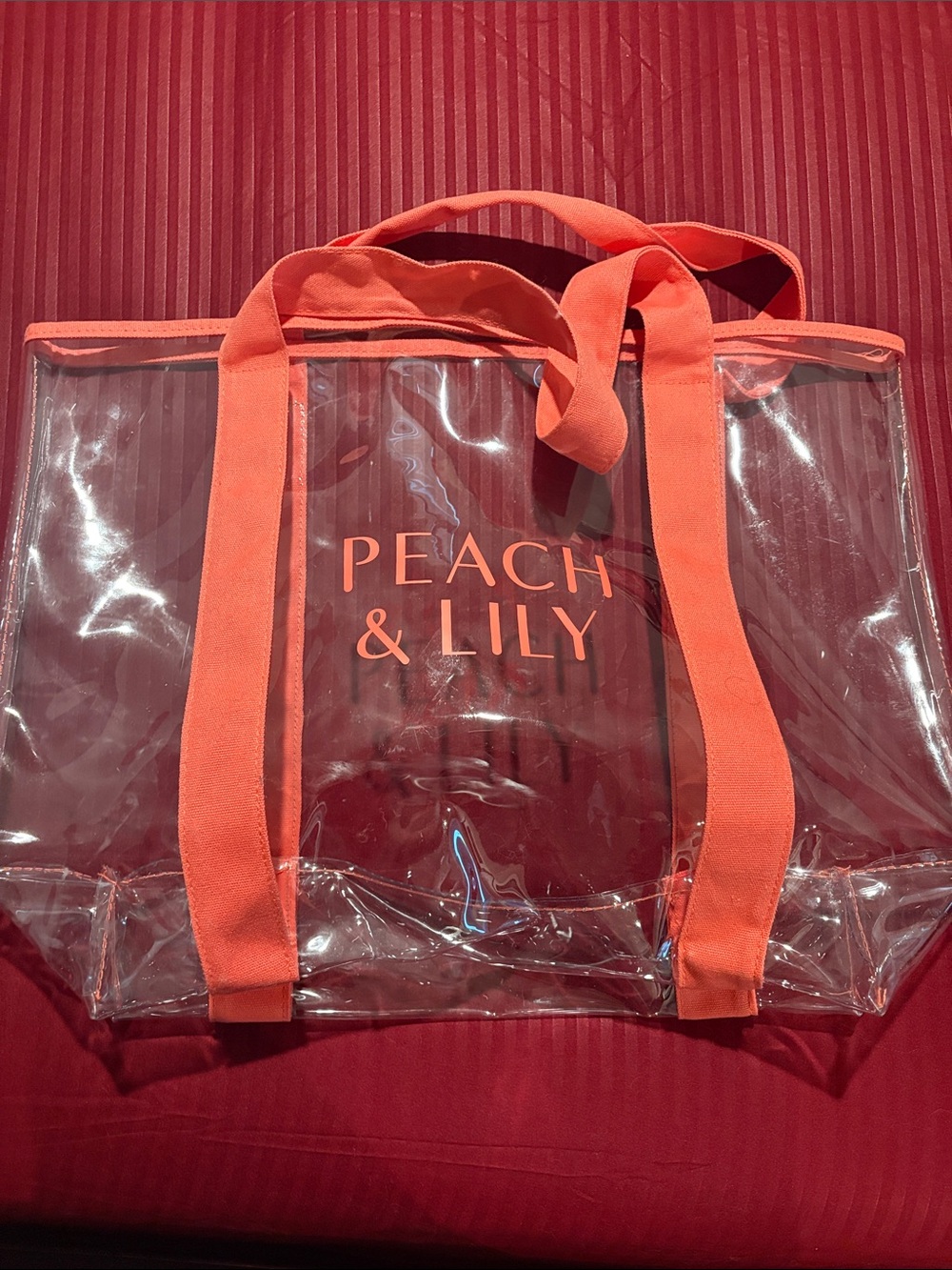 Clear Tote Bag in Coral